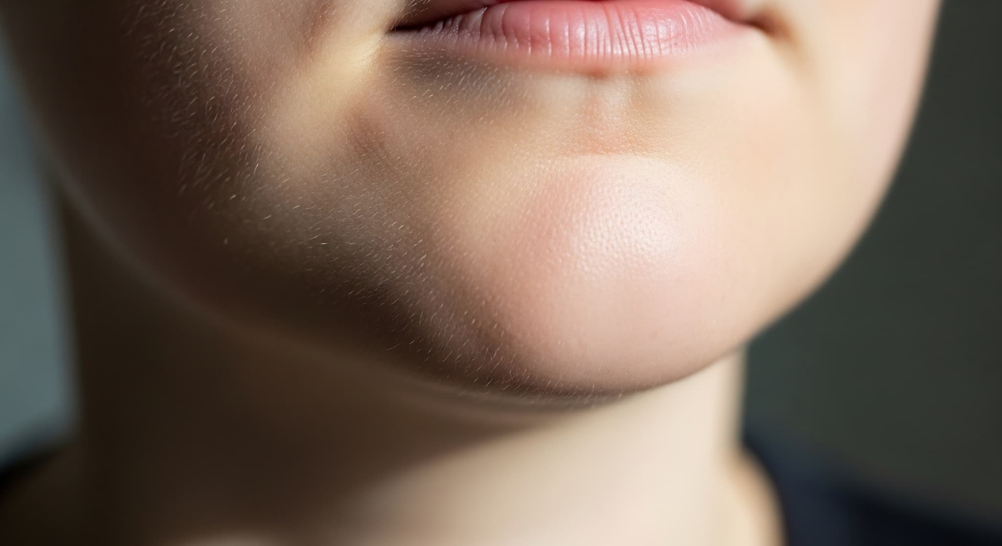 成長途中の子供の顎のアップ