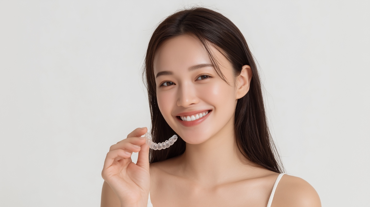 マウスピース矯正をしている女性